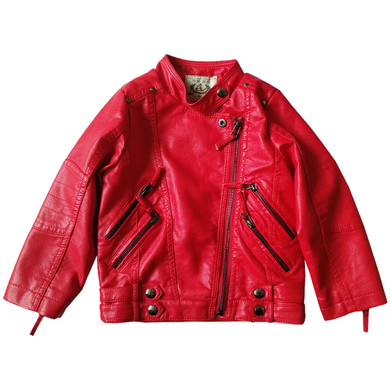 Streetwear Brand Red - Meisjes Kerst Rode Motorfiets Pu Leren