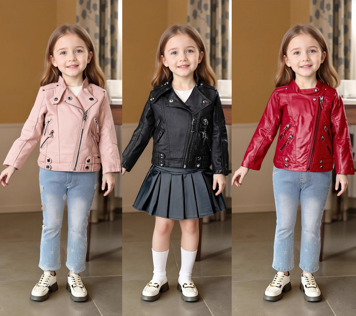 Streetwear Brand Red - 2-12Y Meisjes Kerst Roze Rood Motorfiets