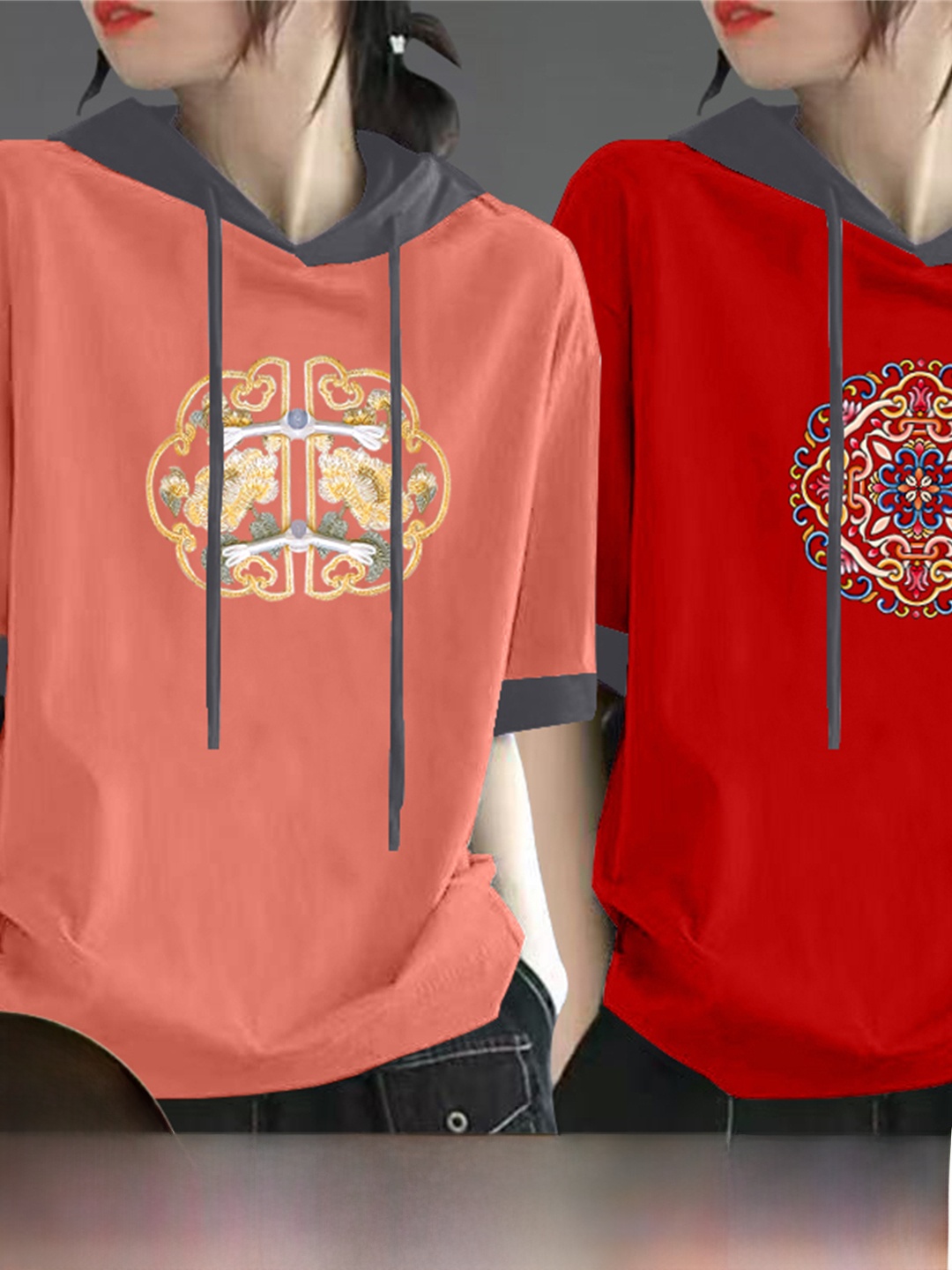 Rood puur katoenen T-shirt met - Streetwear Brand Red recensie en prijs